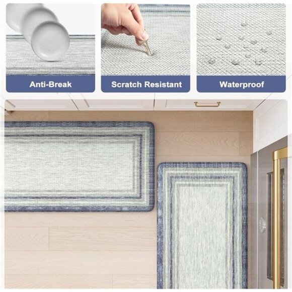 Anti Fatigue Kitchen Mat 2PCS,Non-Skid Waterproof Kitchen Rugs, Kitchen Mat - Picture 6 of 7
